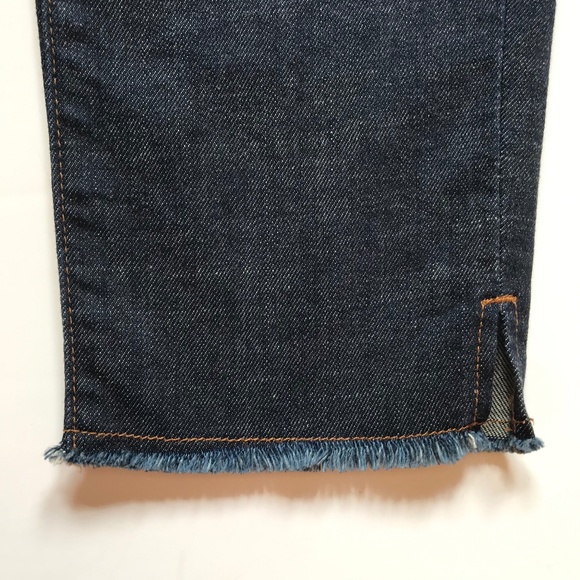 Eileen Fisher Raw Hem Straight Leg Jeans Denim Womens 2 Blue Dark Wash Organic - Picture 9 of 12